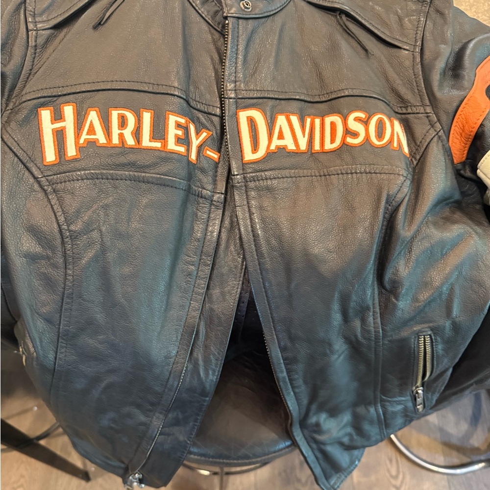 Harley-Davidson Black Leather Jacket with Logo Patch